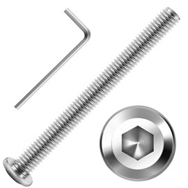 Valorada 20Pcs M6 x 80mm Flat Head Hex Socket Screws, 304 Stainless Steel Furniture Bolt, Full Thread Machine Screw with Hex Key