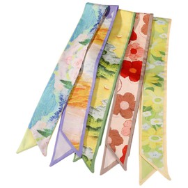 Moin Moin 2409scf0 Scarf, Ribbon, Bandana, Stole, Bag, Hair Arrangement, Women's, Slender & Slim, Set of 6 Types, Hyping, Flower, Set of 5 pastel flowers