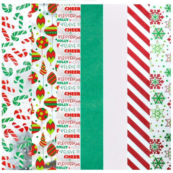 JOYIN 150 Pieces Christmas Wrapping Tissue Paper w/Hologram & Prints for Gift Decoration, Gift Wrapping Boxes and Bags, Holiday Gift Extra-Special, Christmas Trees, Wine Bottles, Art & Craft and More