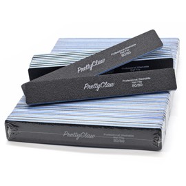 PrettyClaw | 50pc Professional Nail File 80/80 Grit Black Rectangle Acrylic Nail Files Plastic Center Double Sided Emery Board for Nails Washable 7 inch Nail File