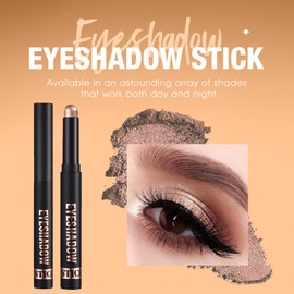 Brown Shimmer Eyeshadow Stick Cream Eye Shadow, Glitter Eyeshadows Pencil Crayon Brightener Pen, High Pigmented Eyeliner, Cruelty Free Smooth Easy to Color for Eyes Makeup