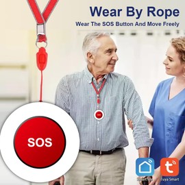 Wolf Guard Tuya WiFi Smart SOS Emergency Button, Wireless Panic Call Button, Personal Alarm for Elderly Disabled Patients and Children (4pcs 1pack)