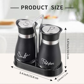 Pack of 2 Salt and Pepper Shaker, Stainless Steel Salt and Pepper Shaker with Storage Base, Healthy and Practical Kitchen Accessories, Cooking Essential