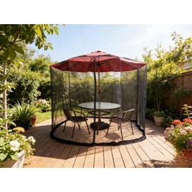6FT Mosquito Netting for Patio Umbrella with Zipper Door, Polyester Mesh - Windproof & Portable (6Feet)