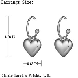 IOXXL Heart Huggie Hoop Earrings for Women Trendy Statement Heart Shaped Hoop Earring (05-C Heart)