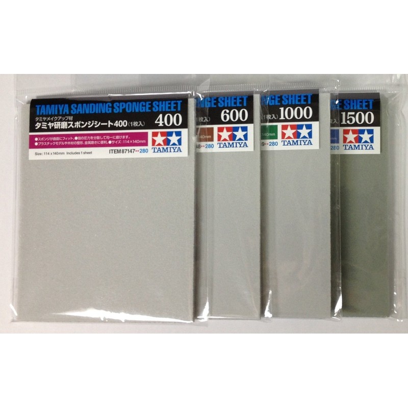 Tamiya Sanding Sponge Sheet 4-Type(#400,#600,#1000,#1500) Set