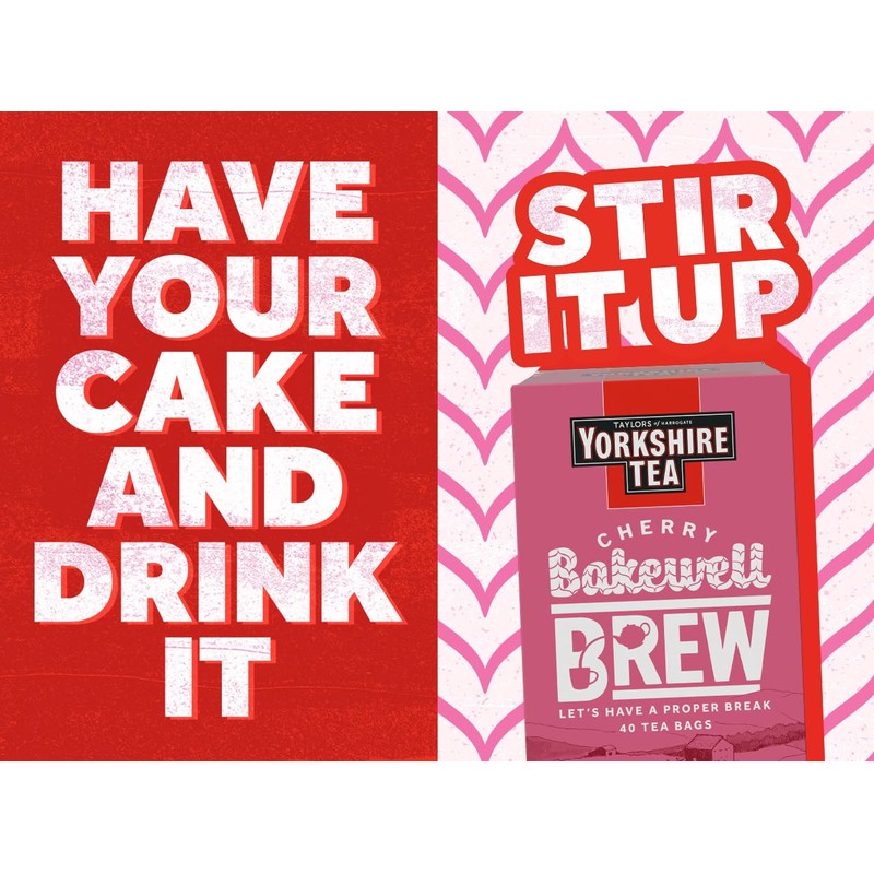 Yorkshire Tea Cherry Bakewell Brew, 4 Boxes of 40 Tea