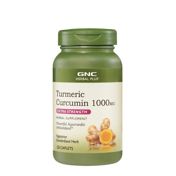 GNC Herbal Plus Turmeric Curcumin 1000mg Extra Strength, 120 Caplets, Provides Antioxidant Support