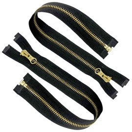 AMORNPHAN - 2 cremalleras de metal de 40,64 cm #5 de latón envejecido separando extremo abierto para chaquetas de coser, abrigos, manualidades, tipo izquierdo, 2 unidades