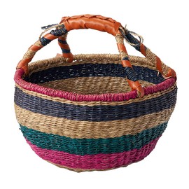 Asia-kobo by ELEMENTS m-vn50584 Basket Seagrass with Handle, Medium Size, Asian Miscellaneous Goods Cool Stripe