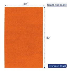 Elegant Comfort Premium Super Soft Highly Absorbent 1 Piece Oversized Bath Sheet - 40" x 80" inch, Luxurious Hotel Spa Quality 100% Turkish Cotton Extra Large Bath Towels for Adults, Orange