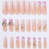 24Pcs French Tip Press on Nails Long Square Fake Nails