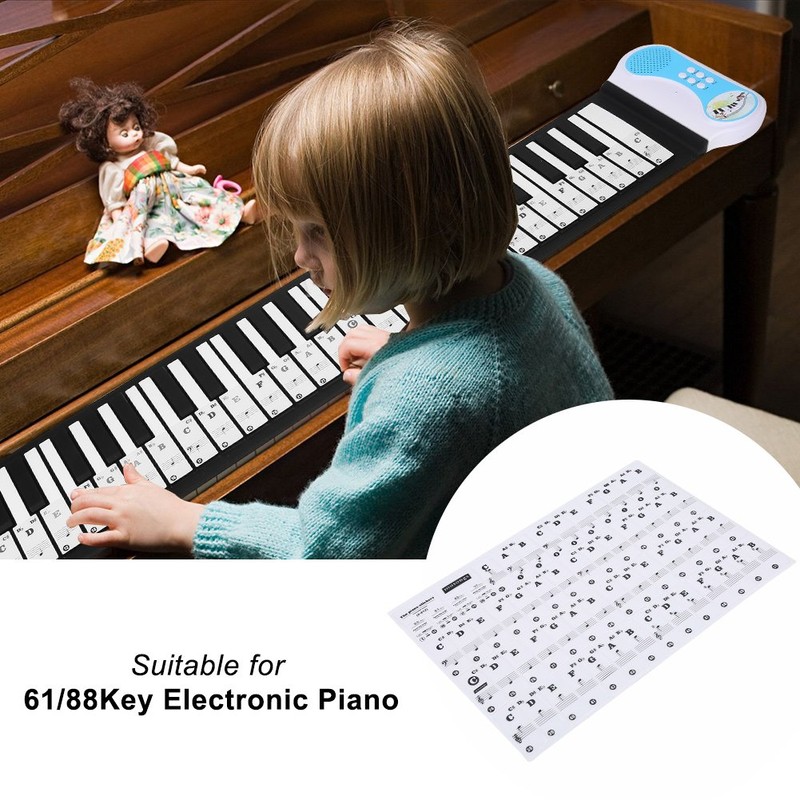 Pegatina de piano, removible, transparente, para teclado de piano 61/88
