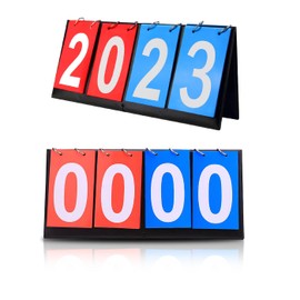 YURINWOO Pack of 2 scoreboard, 4 digit portable scoreboard, flip sports scoreboard, waterproof, 0-99 multifunctional display for sports, table tennis, basketball, volleyball, indoors, outdoors