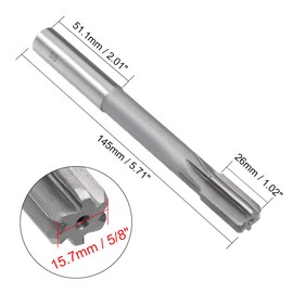 sourcing map Chucking Reamer 5/8", H7 HSS Lathe Machine Reamer 6 Straight Flutes, Round Shank Milling Cutting Tool, Reaming Drill Bit for Stainless Steel Metal Hole