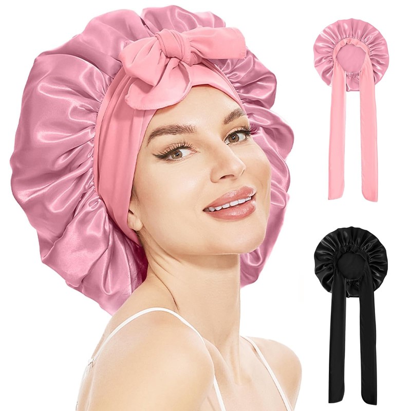 QYIKLPY Gorro De Satín Para Cabello Rizado, Gorro De Seda