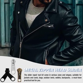 Metal Zipper Repair Kit - 57 Piece Set, 3/5/8cm Sizes, DIY Replacement Tool for Jackets, Purses, Luggage & Backpacks