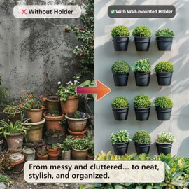 6 Inch Plant Hangers Outdoor and Indoor Ring Holder 8 Pack - Wall Hook Metal Plant Stand Planters - Black Flower Pot Ring Set