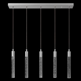 zhllmq Kitchen Island Lighting Modern Light Fixture Chrome Pendant Light Dimmable LED Chrome Finish Mini Crystal Pendant Lights for Dining Room Living Room（5-Light）