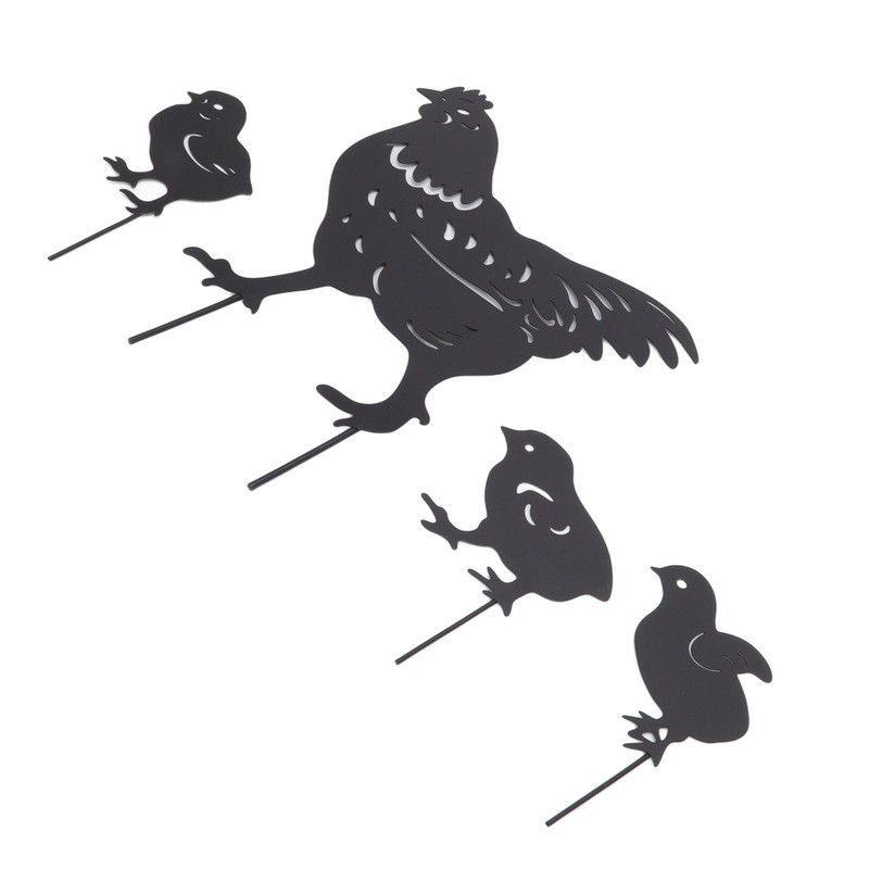 4Pcs Hen Chicken Silhouette Hollow Stake Design Cute Hen Chicken