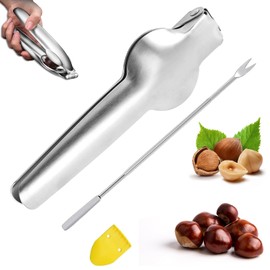 IAZHENJane Chestnut Tongs, Chestnut Cutter, Stainless Steel, Chestnut Opener Cutter, Nutcracker, Chestnut Opener, with Walnut Needle, Suitable for Walnuts, Chestnuts, Nuts, etc.