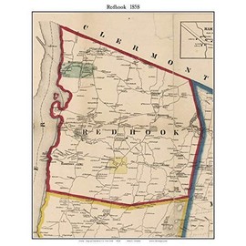 Red Hook 1858 Old Town Map with Homeowner Names New York - Reprint Genealogy Dutchess County NY TM