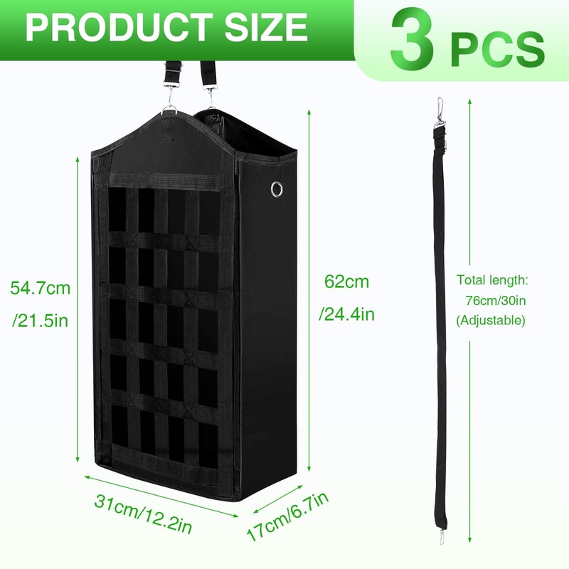 Zcargel 3 Pcs Hay Bags for Horses,Two-Sided Large Slow Feed