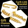Gold Cuban Bracelet Stainless Steel Bracelets for Men Chunky Gold