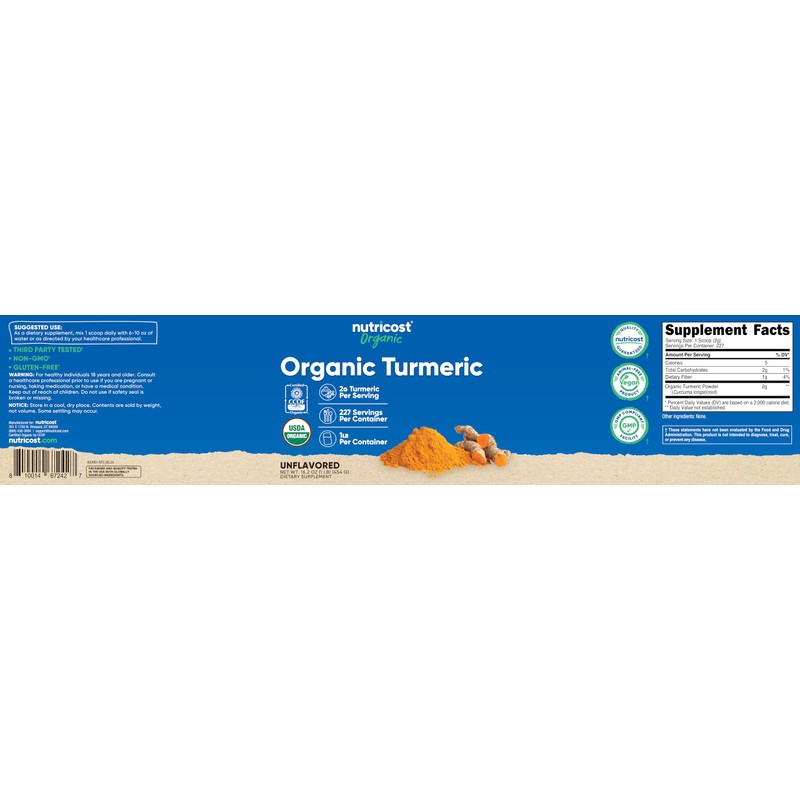 Nutricost Nutricost Organic Turmeric Root Powder 1 LB (16oz) -