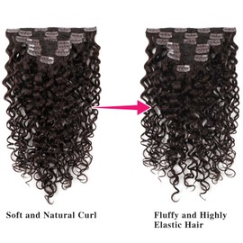 ABH AMAZINGBEAUTY HAIR Natural Wavy Clip in Extensions Real Human Hair Double Weft Natural Wavy Curly Clip in Hair Extensions for Black Women Full Head Darkest Brown #2 120G 20 Inch