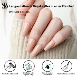 Sun&Beam Nails One-step gel 3-in-1, no base or top coat required, no filing, UV/LED suitable, easy to remove, 15 ml (#02 transparent grey apricot)