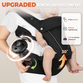 FRUITEAM Baby Carrier with Hip Seat - Perfect Fit with Adjustable Knob, Safety-Certified, Breathable Fabric, Ergonomic Mesh Infant Baby Carrier, Perfect for Shopping Breastfeeding