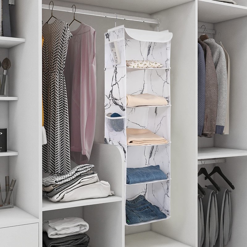 BrilliantJo 5 Shelves Hanging Closet Organizer, 2 Pack Hanging Storage