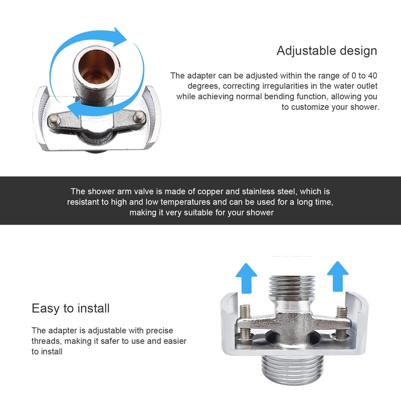 2 Pieces Adjustable Shower Mixer Adapter, AMONENZ Shower Head Adapter,
