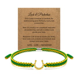 18K Gold Plated St. Patrick’s Day Horseshoe Bracelet - Irish Luck & Protection String Bracelet with Gift Box Adjustable for Men, Women, Friendship (Lucky Horseshoe)