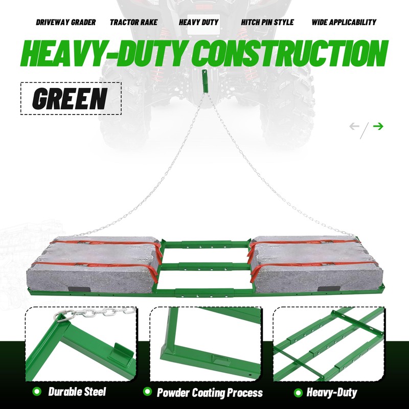 Wutist 8FT Drag Harrow Driveway Grader Heavy Duty Tow Behind