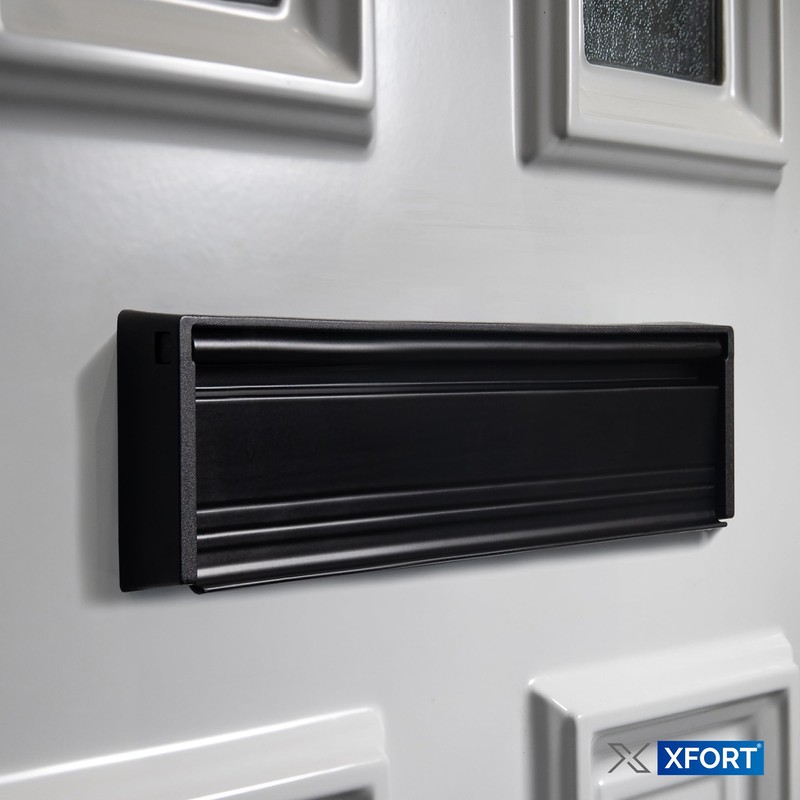 Xfort MailPlate 12" Letterplate Matt Black, Premium Draught Proof Postal