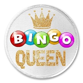 Bingo Queen - 3" Sew/Iron On Patch Crown Lucky Winner Funny Joke Humor