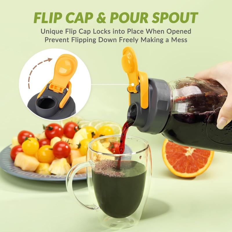 Soligt 6 Pack Mason Jar Lids, Regular Mouth Pour Spout