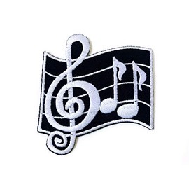 Musical Notes G Clef Eighth Music Scale Classical Embroidered Sew on Iron on Patch for Backpacks Jeans Clothing.
