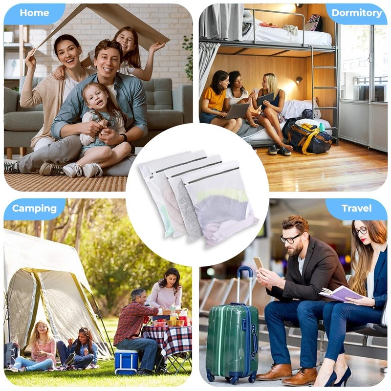 8 Pieces Mesh Laundry Bags with Zip 40x30cm Small Washing