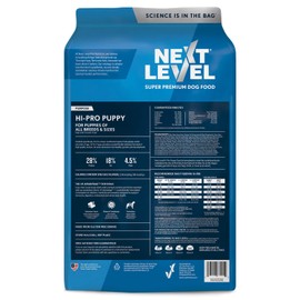 Next Level Super Premium Dog Food – HI-PRO Puppy – Dry Kibble for Dogs for Small Breeds at All Life Stages – 28% Protein, Beef, Pork, Fish, Chicken with Gluten Free Grains