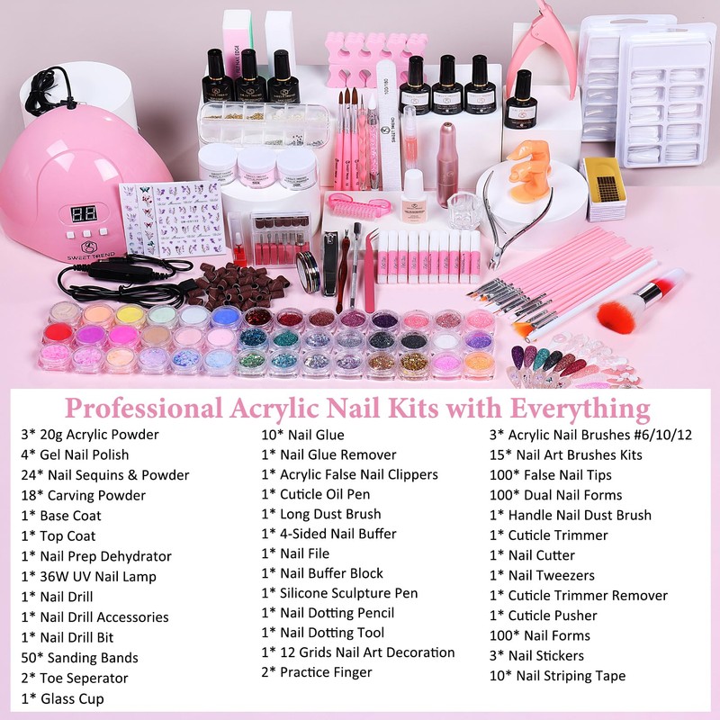 Acrylic Nail Kit for Beginners: Professional Acrylic Powder Set with