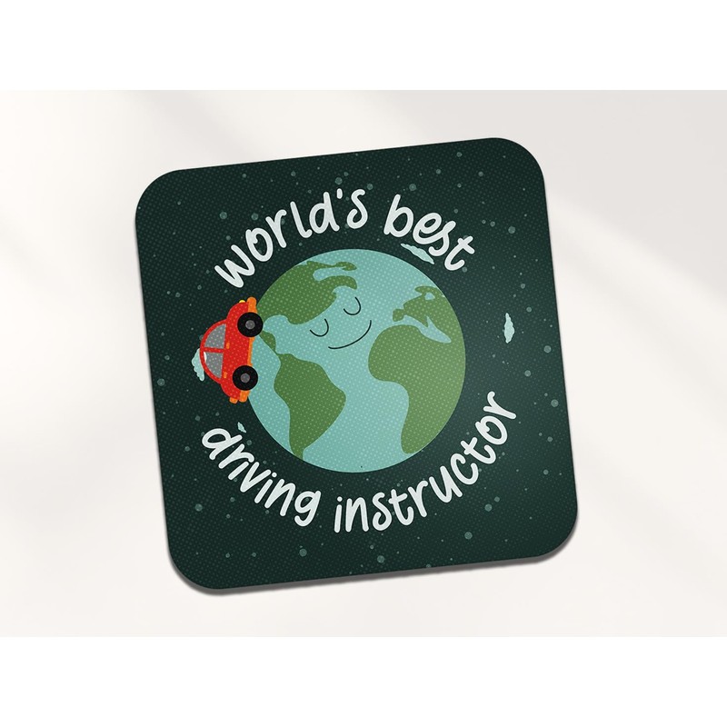 World's Best Driving Instructor Square Coaster - Teacher Car Learner