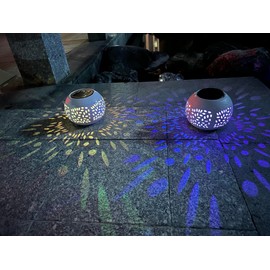 KPJSDT Solar Lantern Outdoor Waterproof, Solar Lighting Lantern with 2 LED Bulbs, Metal Decorative Lantern for Tabletop, Garden, Patio, Courtyard, Lawn