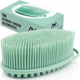Avilana Premium Silicone Body Scrubber - 8 Years Trusted Since 2017 - SGS Certified Food Grade Dual Sided Bath Brush, Quick-Dry Exfoliating Loofah Alternative, Massage Brush Sensitive Skin Women Men