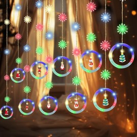 Fairy Lights Curtain Christmas Decoration, Christmas Tree Light Curtain, Fairy Lights Curtain with Christmas Decoration, 300 x 53 cm, 8 Modes, USB, for Christmas, Indoor and Outdoor Use [Energy Class