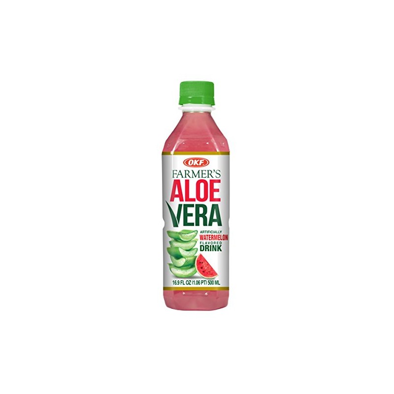 OKF Farmer's Aloe Vera Drink, Watermelon, 16.9 Fluid Ounce (Pack