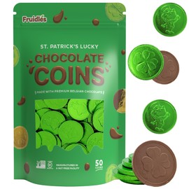 Saint Patrick's Day Chocolate Coins Green Coins, Belgian Nut-Free Milk Chocolate, Kosher Certified (50 Pack)