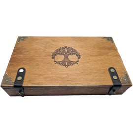 World of Dice - Wooden Cube Chest Yggdrasil - for up to 150 Pen & Paper Dice with Cube Plate, Ideal for Dungeons and Dragons (D&D) (XXL Rectangular)